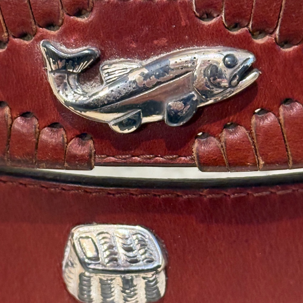 Brighton Fly Fishing Theme Woven Brown Leather Silver Belt 94207 Men's Size 36 - Picture 8 of 13